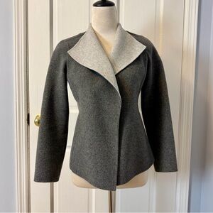 Talbots 90% Wool Soft Two Tone Open Front Grey Jacket/Cardigan, XS/P